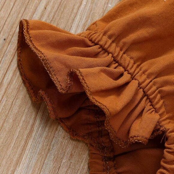 Baby Girl Adorable Fall Photoshoot Romper Blouse Headband and Hat Outfit - Picture 6 of 6